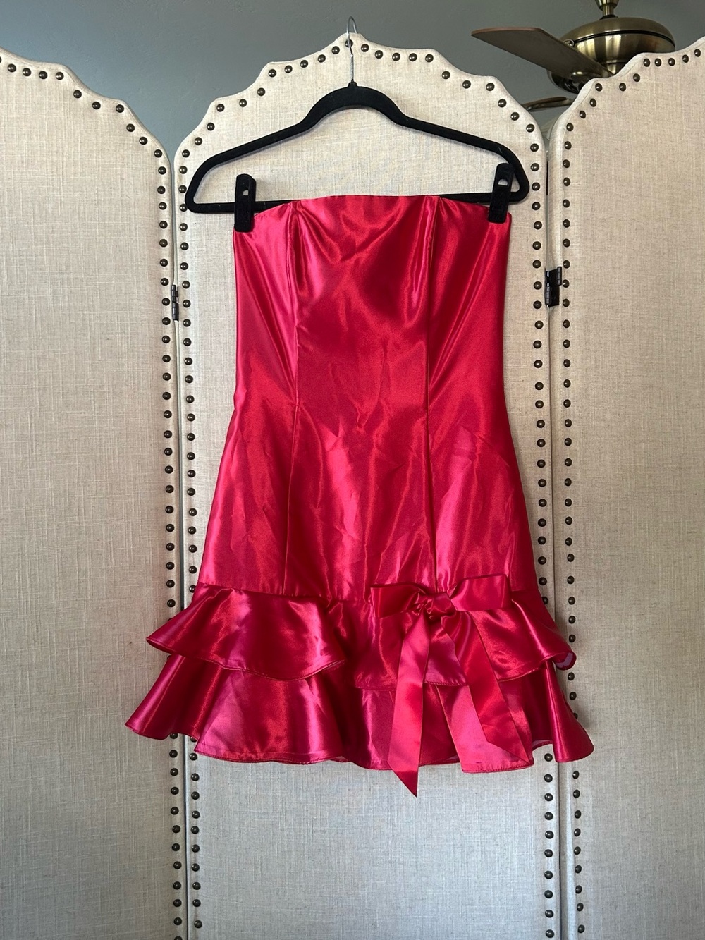 Vintage Jessica McClintock Gunne Sax Red Strapless Satin Mini Dress